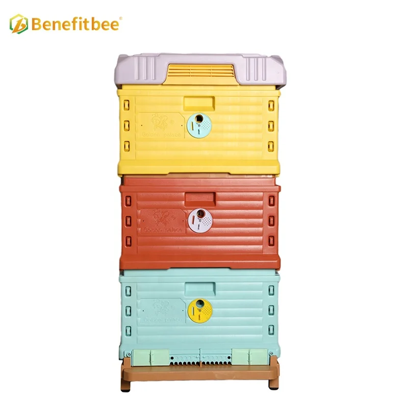 Benefitbee 10 frames size hive box three layers plastic Langstroth thermo beehive