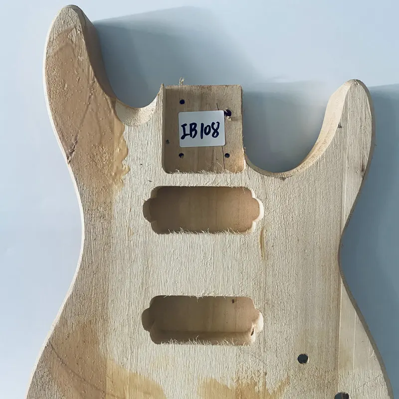 IB108 7 String Electric Guitar Unfinished Guitar Body in Solid Wood No Paints 2 Humbucker Pickups See Through DIY Replace USE