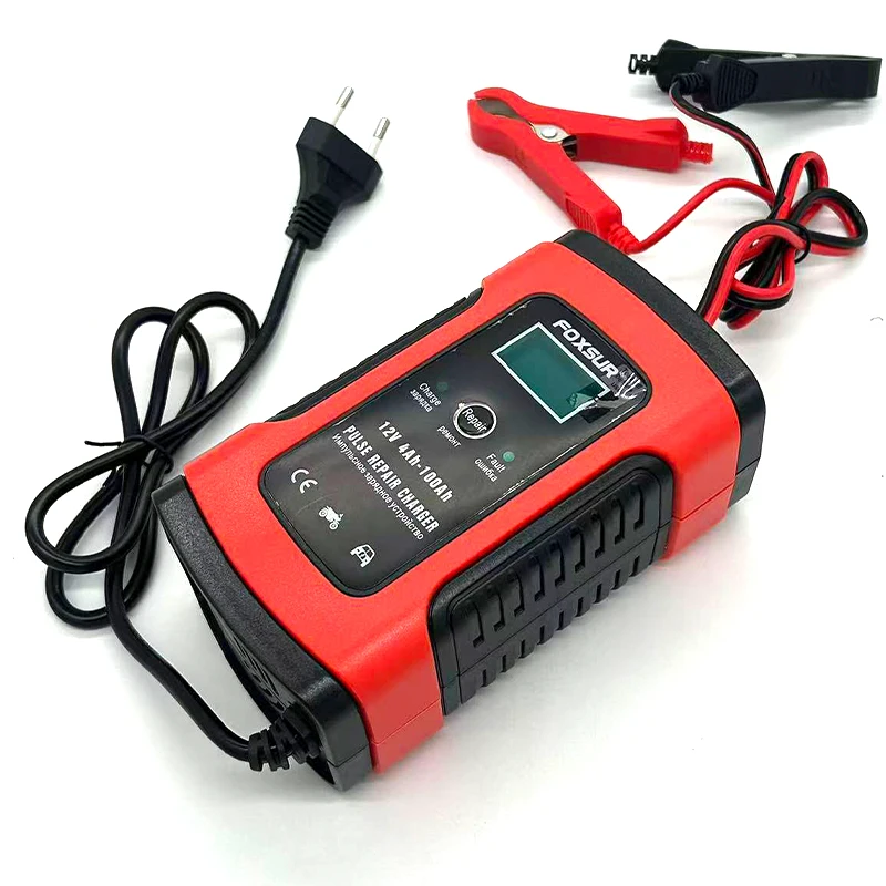 Smart Fast Charging 110V To 220V To 12V 5A Fully Automatic Car Battery Charger Wet/Dry Lead-Acid Batteries Digital LCD Display