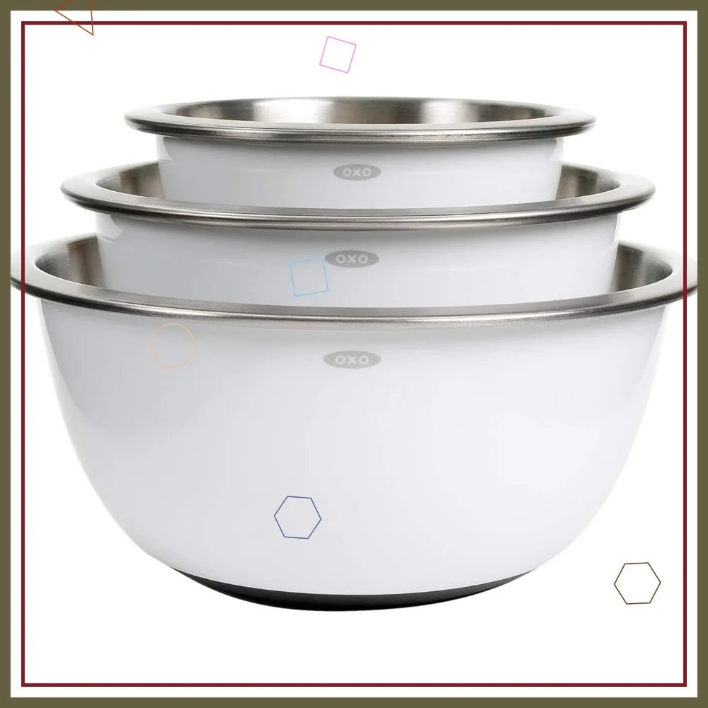 

Набор из 3-х премиальных мисок для смешивания из нержавеющей стали для кухни, прочные и легко моющиеся