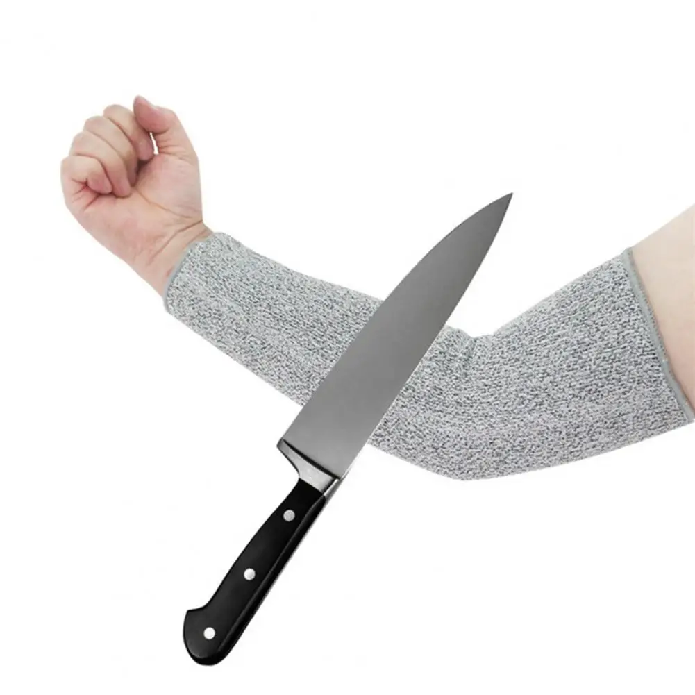 1 par reutilizável nível 5 hppe corte resistente mangas de braço proteção de trabalho guarda de braço sem dedos com buraco polegar capa de manga de braço