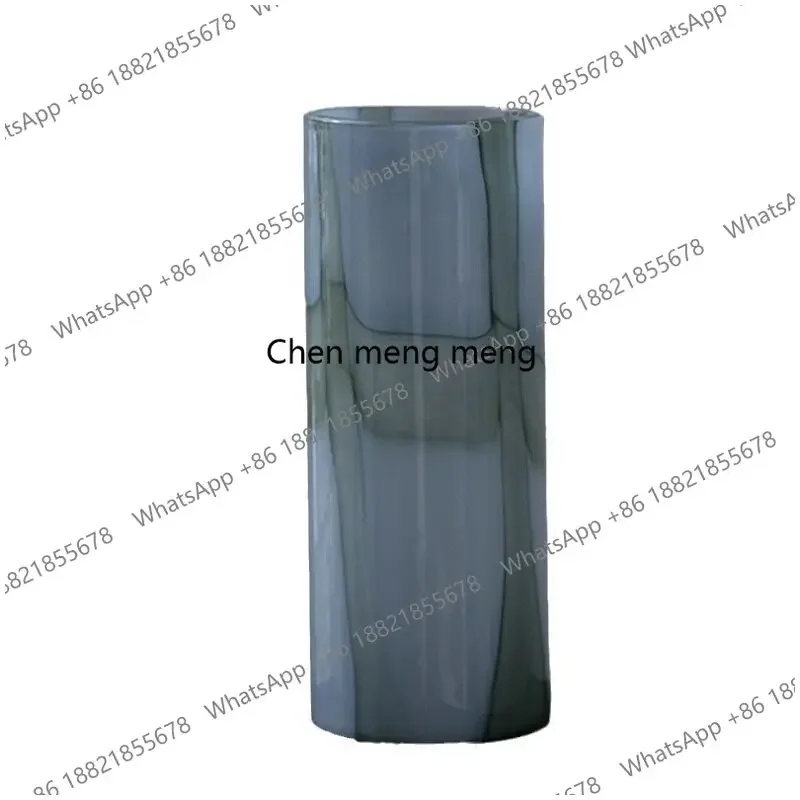 A74High-end mid-ancient style colored straight glass vase ornament, large-diameter flower ware soft packaging