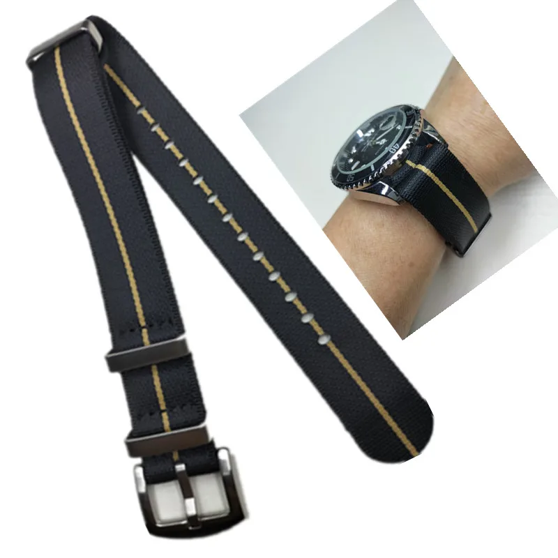 Lengthened nylon watch strap new design double striped models men\'s and women\'s 18.20.22MM