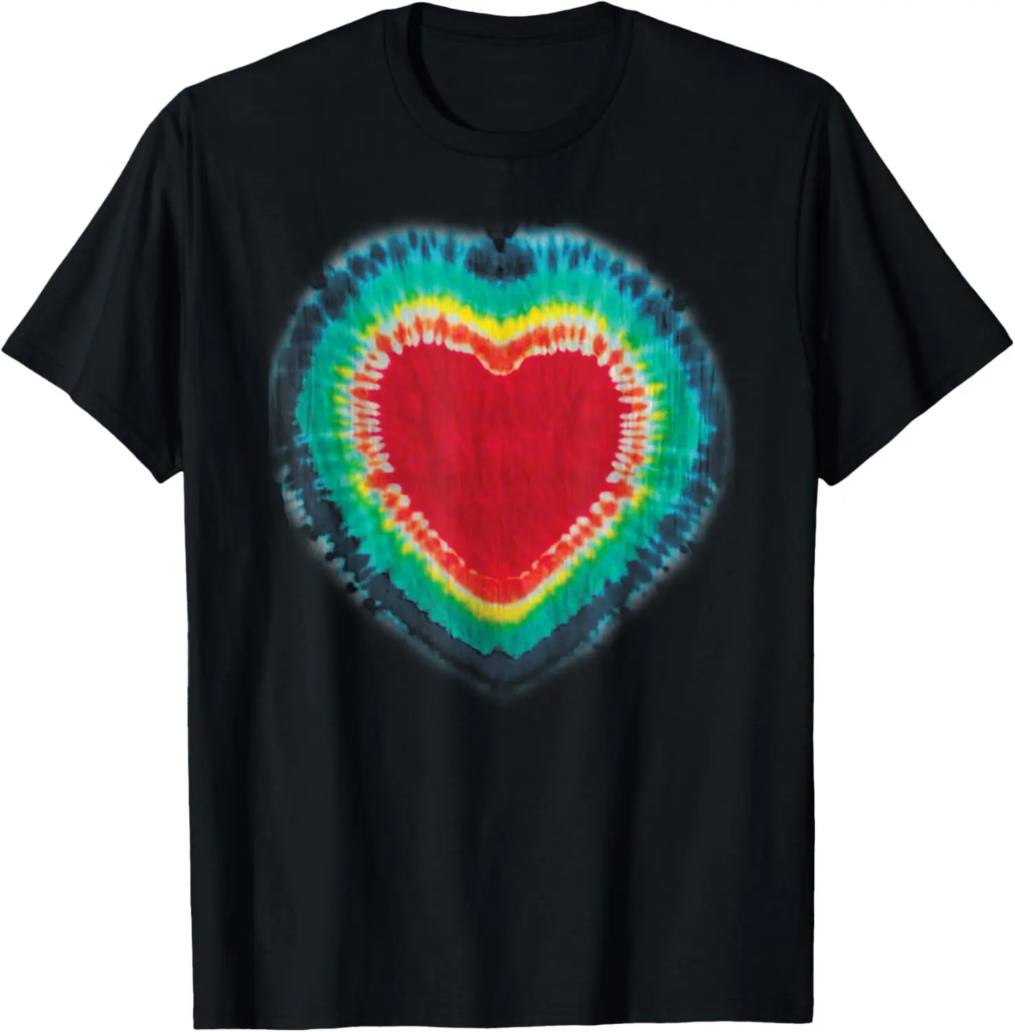 

Tie Dye Colorful Heart Cute Rainbow Hippie Graphic T-Shirt