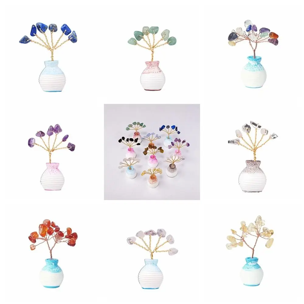White Crystal Vase Crystal Tree Model Multicolor Mini Tree Ornaments Handicrafts Natural Crystal Wishing Tree Ornaments