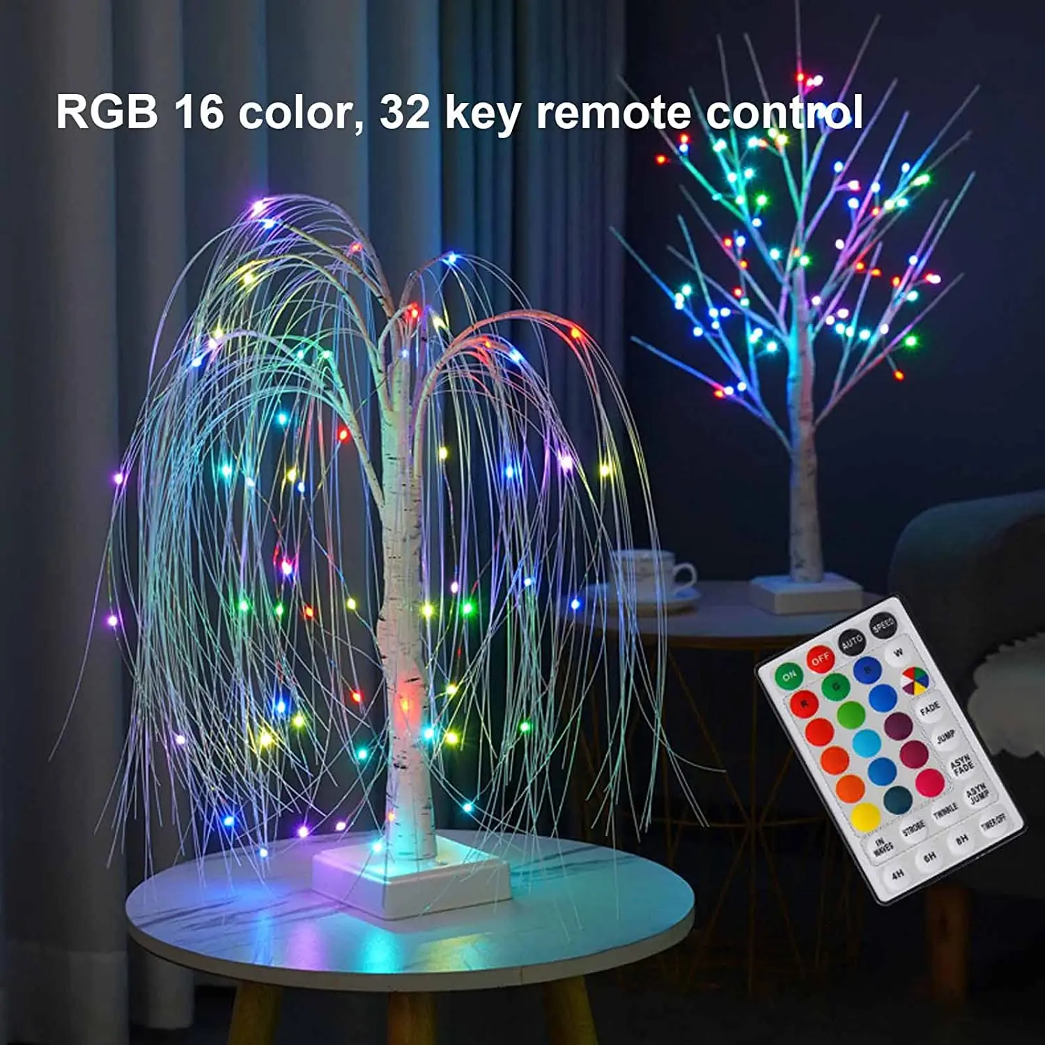 Colorful LED Lighted Weeping Willow Tree with Fairy String Lights for Christmas Holiday Party Festival Wedding Bedroom Decoratio