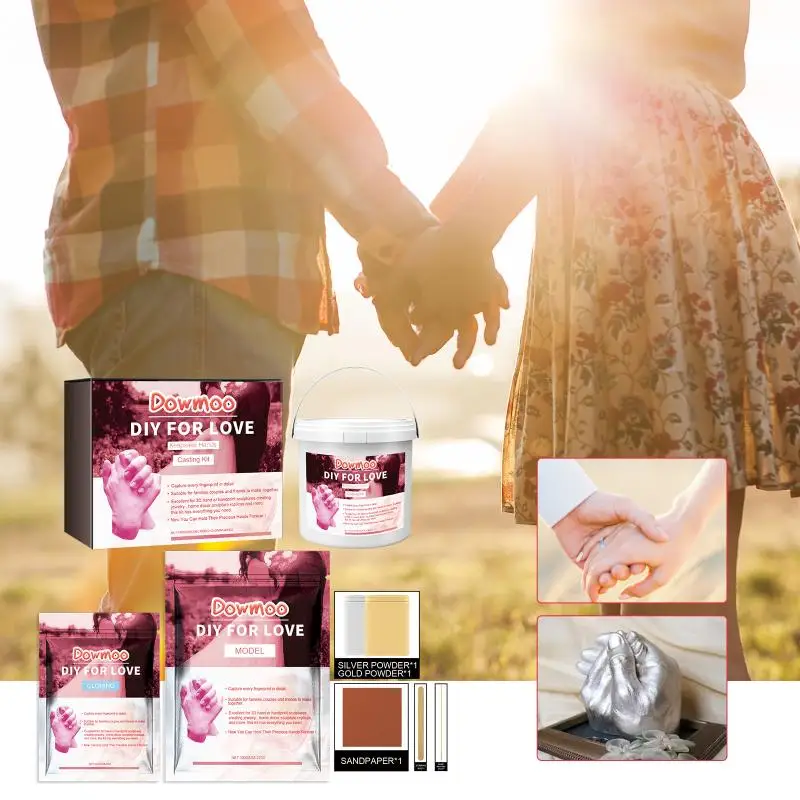 Hand Casting Kit for Couple DIY Plaster Statue Molding Handprint Keepsake for Wedding Anniversary Gift with Tools Included