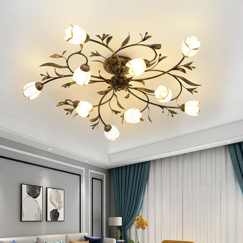 

Distressing Technique Flower Ceiling Lights for Dining Dining Room Kitchen Bedroom Study Lamp Home Decor Lusters Luminaires E14