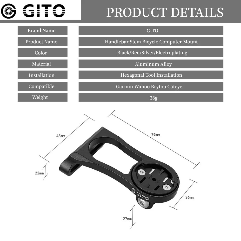 GITO Handlebar Stem MTB Bicycle Computer Mount Road Bike Bryton Stand Garmin Holder for Igpsport Wahoo Magene Cateye Accessory