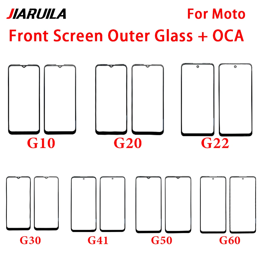 Écran tactile extérieur pour Motorola Moto, verre avant OCA, G10 Power, G20, G22, G30, G41, G50, 5G, G60, G60S, G100, écran LCD, nouveau, 10 pièces