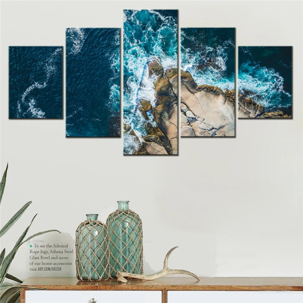 

5 Pieces Canvas Wall Art Poster Painting Nature Peggy's Cove Seascape Wallpaper Home Decorative Picture Artwork Framework