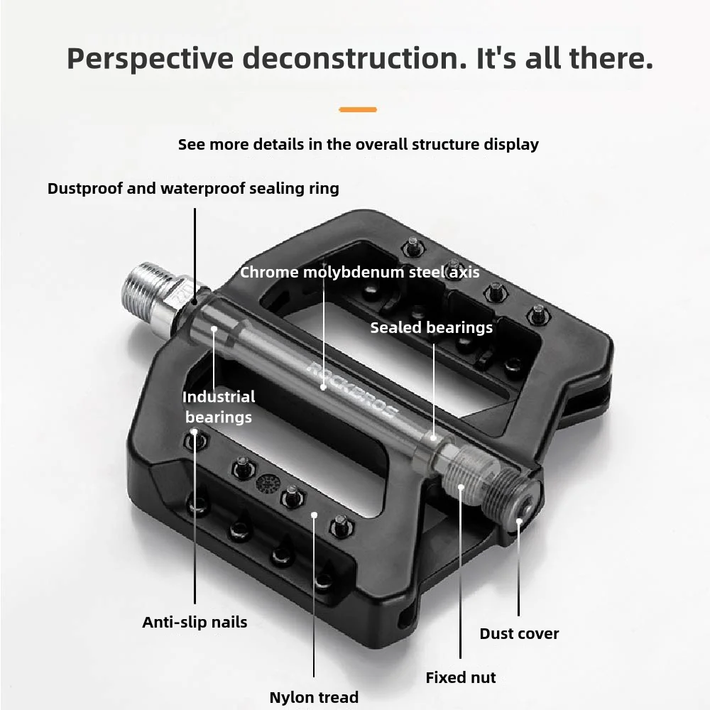 AliExpress ROCKBROS Bike Nylon Pedals  DU Bearing Ultra-light Mountain Non-Slip Bicycle Pedals Wide Tread MTB Pedals Cycling Accessories