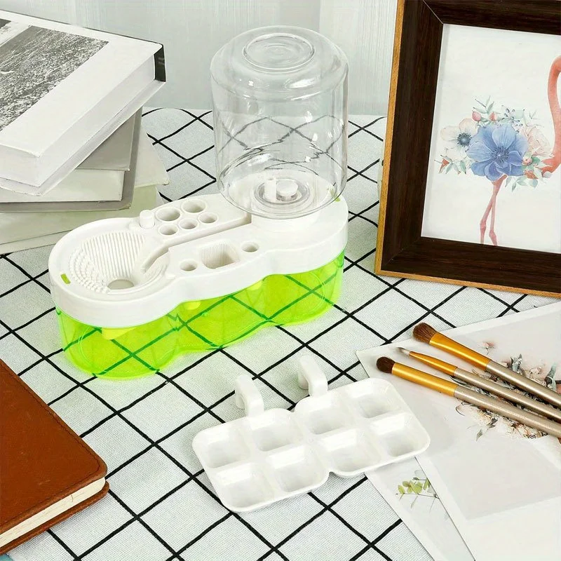 Multifunktionale Pinselreinigungswerkzeuge, mit Farbpalette und Pinselhalter, automatische Wasserzirkulation für die Schule – Detail 11