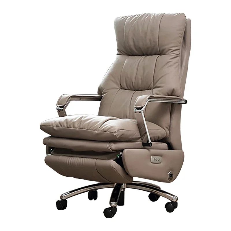 

Office Electric boss chair, household top layer cowhide reclinable ergonomic study computer chair office chair