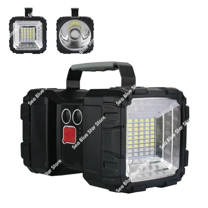 Cross-border multi-function strong light double-head two-way portable searchlight LED outdoor USB charging emergency work