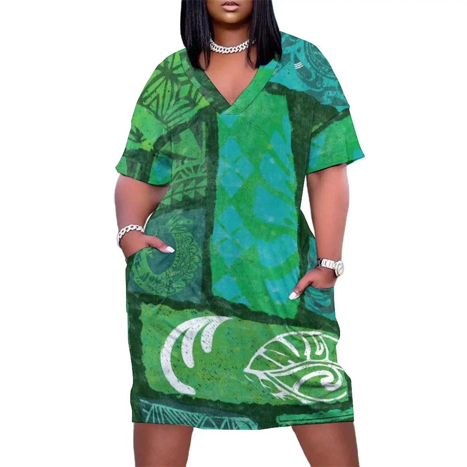 

Tribal Tapa Polynesian Organic Patterns Loose Pocket Dress cocktail dresses Women's skirt