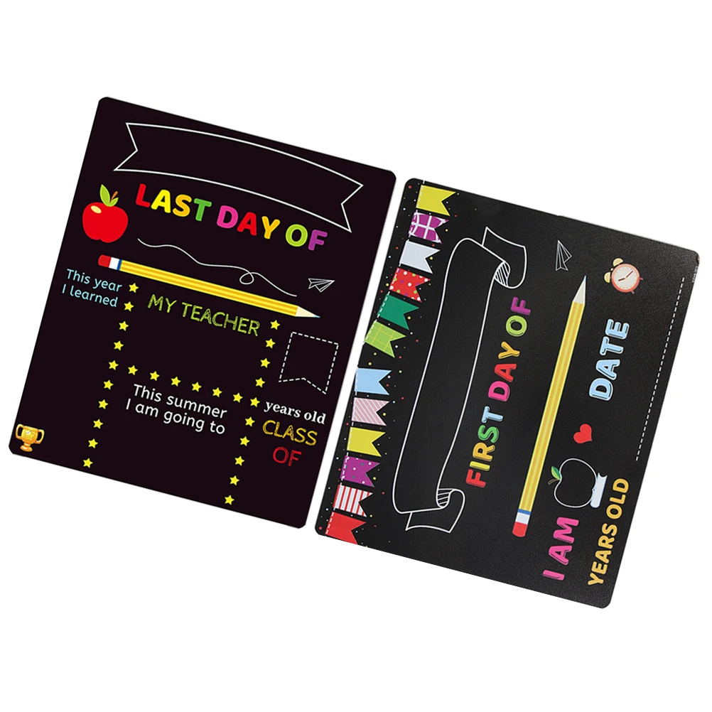 

2pcs Children Writing Blackboard PVC School Chalkboard Sign Kids Supply Plastic Cartoon Preschool Posters Reusable Classroom