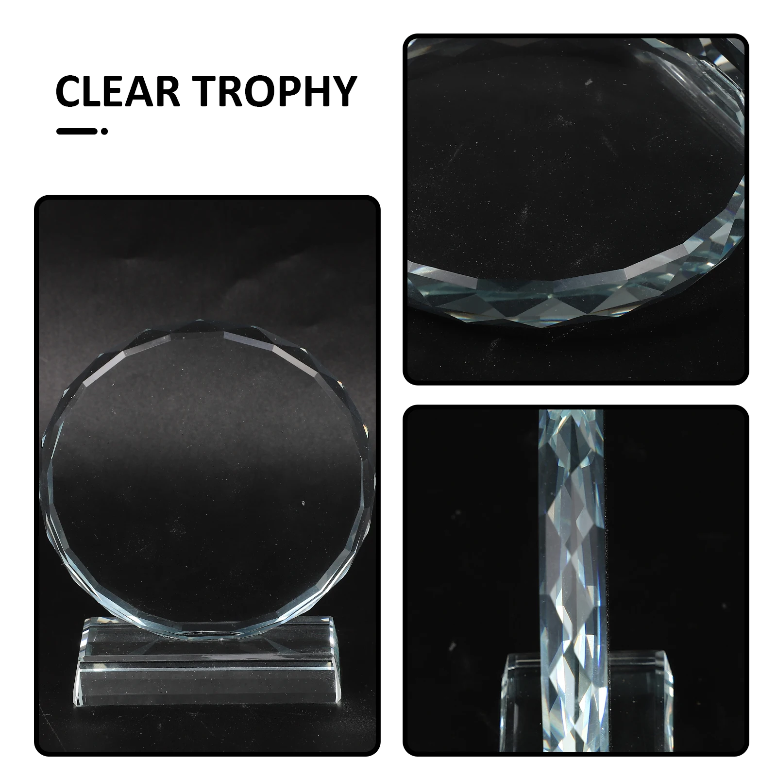 

Crystal Transparent Trophy Decorative Delicate Prize Award Trophy for Home Office Party Celebration Simple-Shaped Crystal Decor