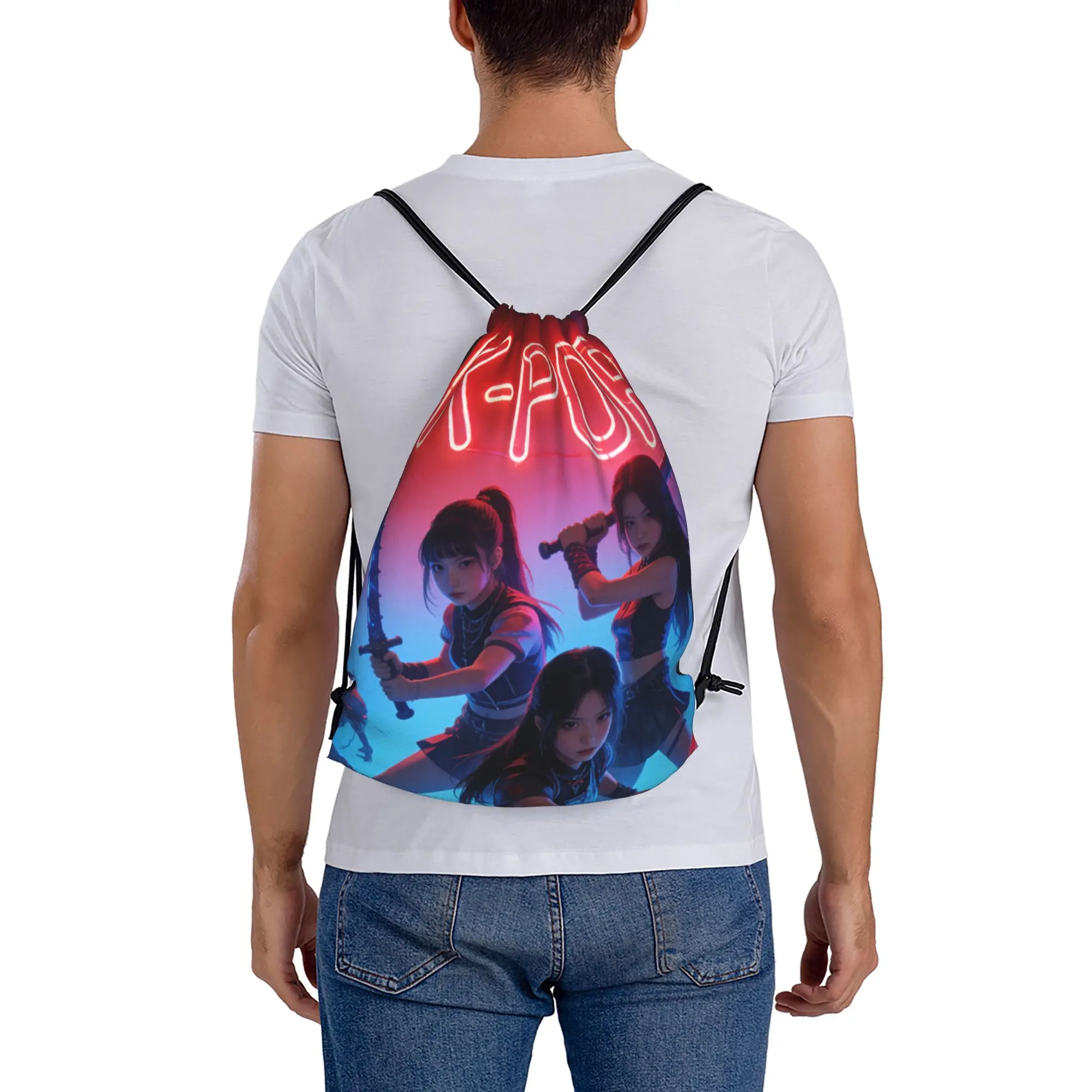 K POP 1  Multi-function Pocket Men Women Storage Backpack Teenager Travel Bag Print Drawstring Bags