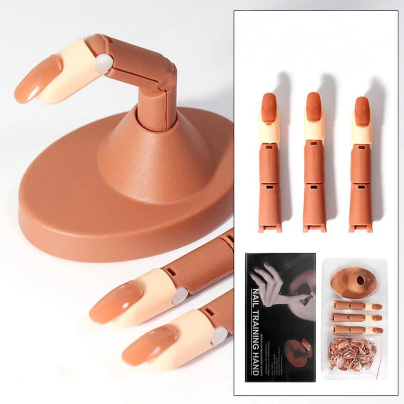 Nail Art Training Hand Beginner Manicure Art Model Nail Salon Flexible Fake Hand Nail Practice Fingers Nail display Shelf Tools