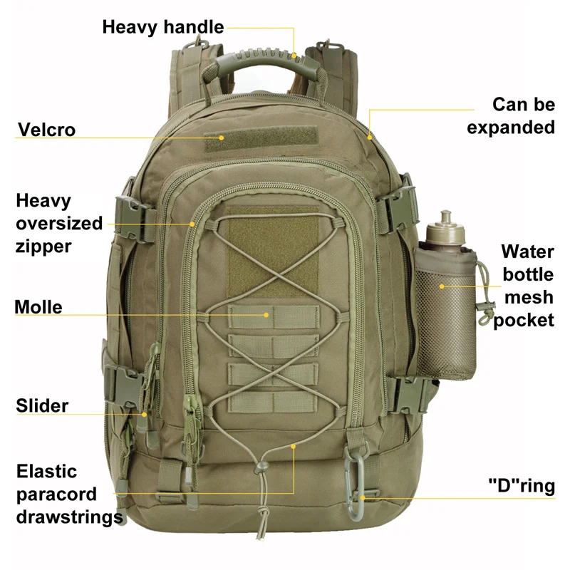 Imagem -02 - Mochila Tática Militar para Homens Trekking de Combate Camping Caminhadas Caça Viagem Bolsa ao ar Livre Impermeável Mochila Molle Exército 60l