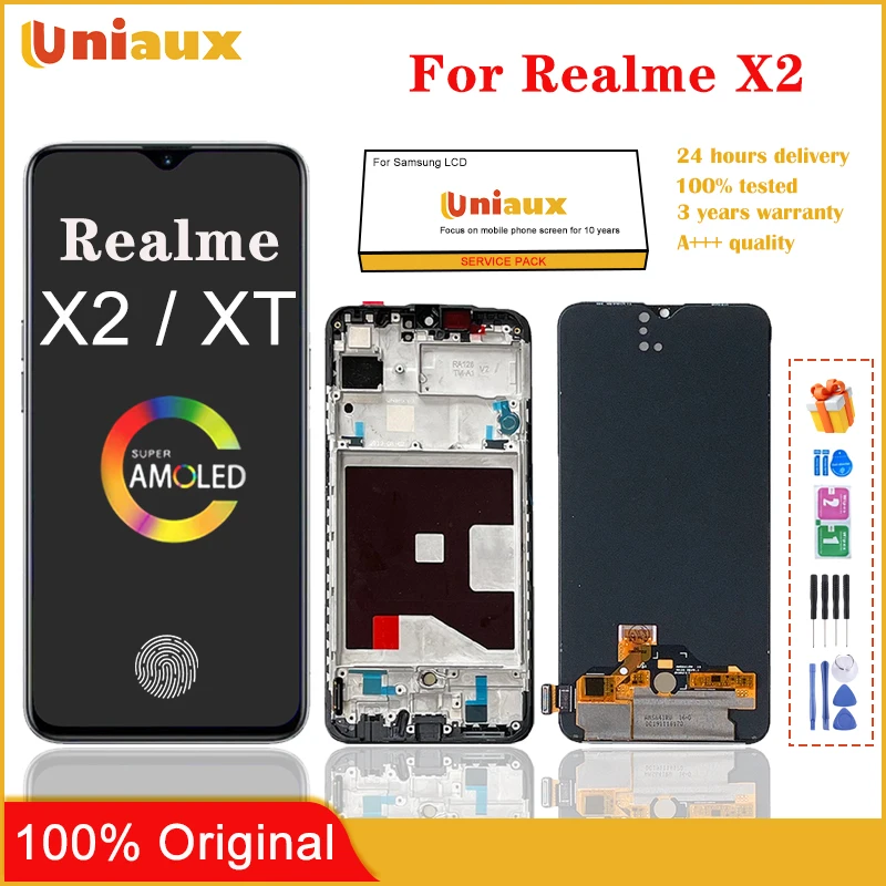 

6,4-дюймовый AMOLED для мобильного телефона Realme X2, ЖК-экран в сборе, сенсорный экран, замена ЖК-панели