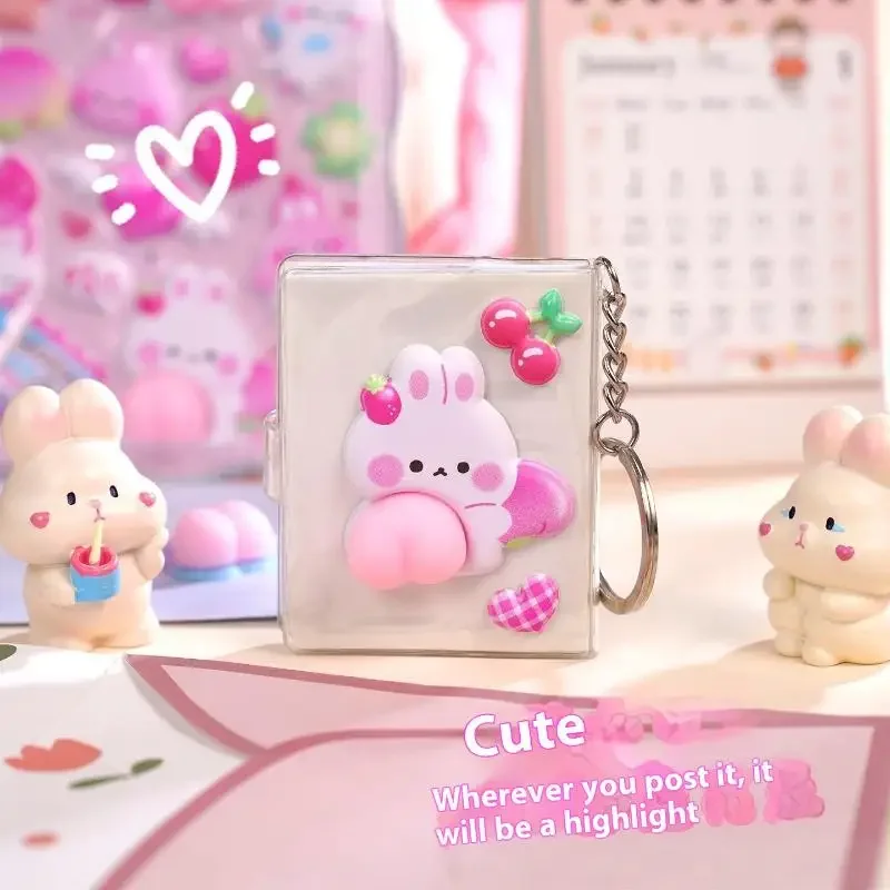 3D Cute Bunny Peach Sticker Kawaii Animals Stickers - Squishy Fidget DIY Decal for Phone Case Scrapbook, Fun Stress Relief Gift