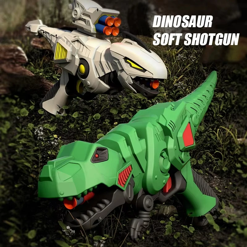 

New Dinosaur Space Pistol Soft Bullet Gun Outdoor Shooting Game Movable Joints T-Rex launcher Gift for Boy Children