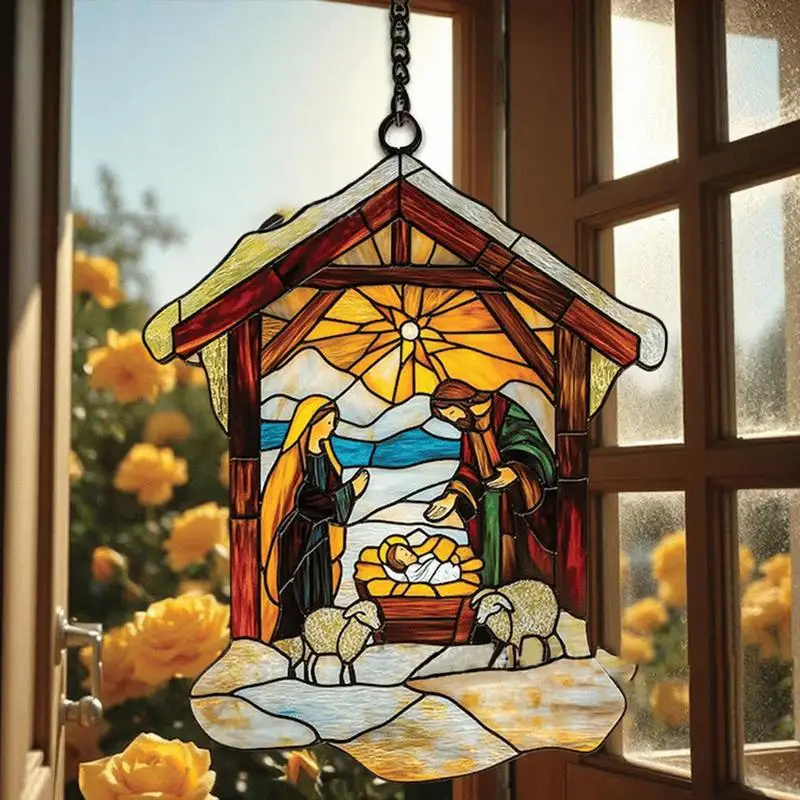 Nativity Scene Sun Catcher Nativity Scene Pendant Religious Christmas Ornaments Nativity Scene Ornaments For Christmas Tree 2D