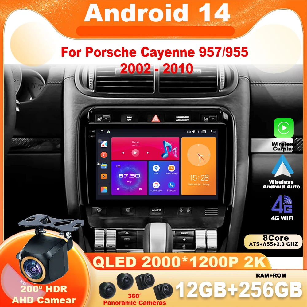 

Android14 Car Radio For Porsche Cayenne 957 955 2002 - 2010 Multimedia Player Navigation Wireless Carplay Head Unit Auto Stereo