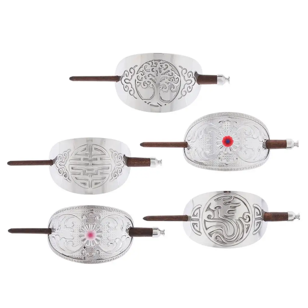 إكسسوارات شعر على شكل عصا شعر معدنية منحوتة يدويًا على الطراز العتيق #4