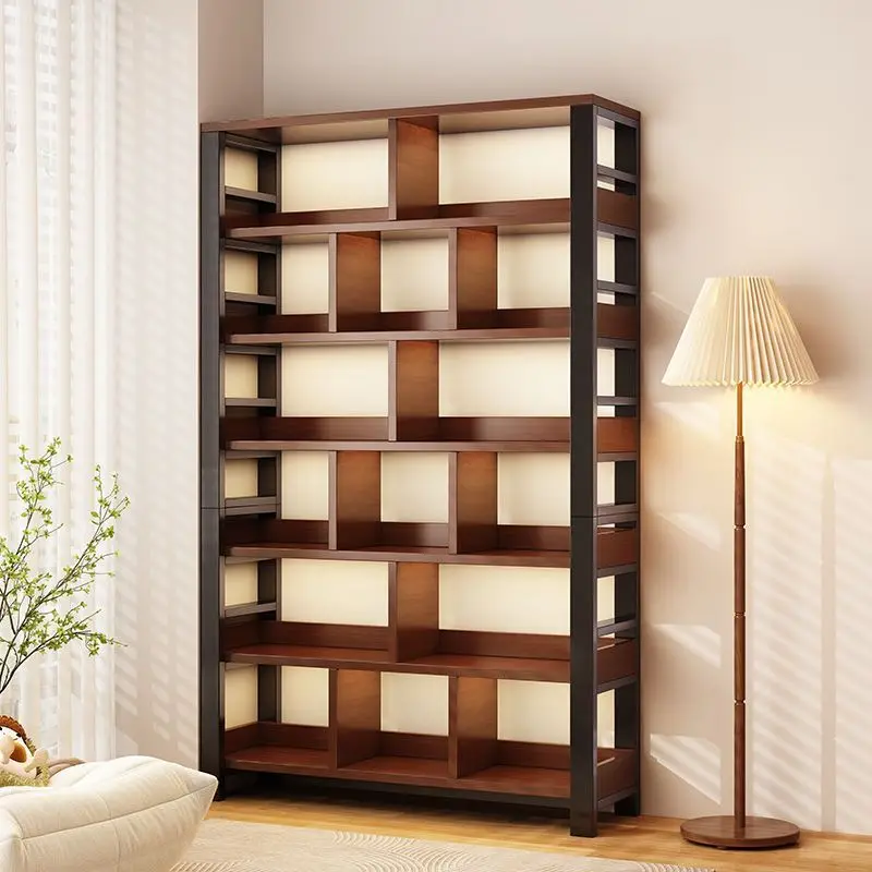 

Bookshelf Floor-to-ceiling steel and wood shelves, office partitions