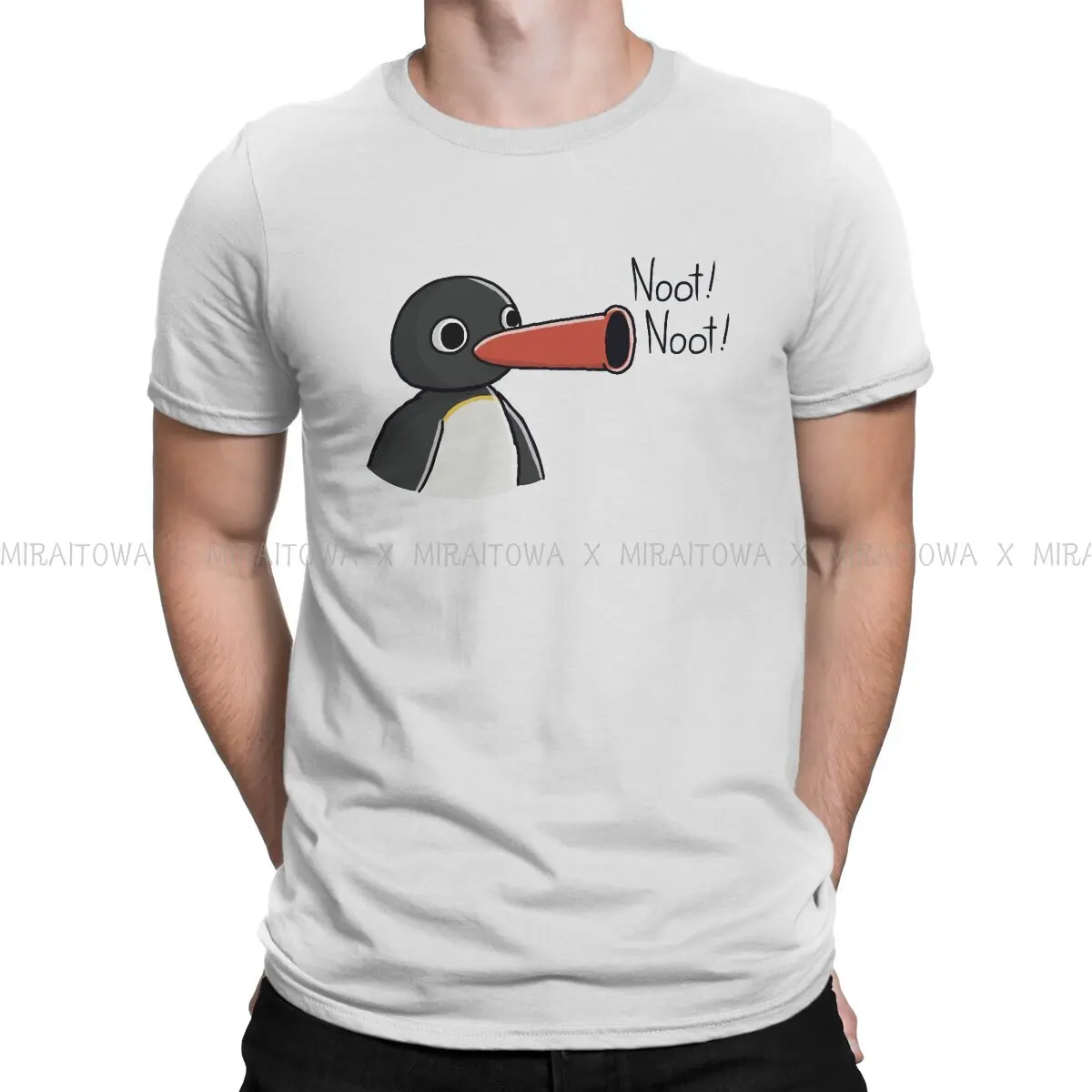 Pingu Penguin Anime Doodle  T Shirt Graphic Men's Tees Summer Cotton Tops Harajuku Crewneck TShirt