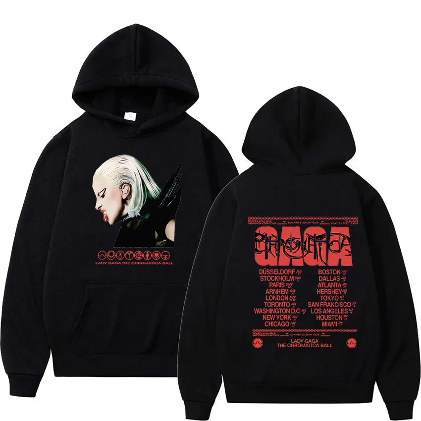 Lady Gaga The Chromatica Ball Tour 2024 Hoodie Men Women Vintage Fashion Oversized Sweatshirt Hip Hop Pullover Hooded Streetwear