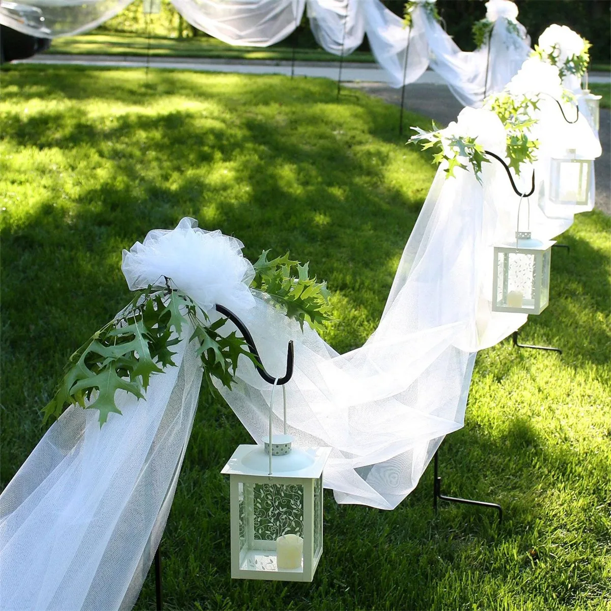 1PC 500cm*48cm gauze gauze wedding layout arch decoration garden party stairs chair back decoration organza view 2