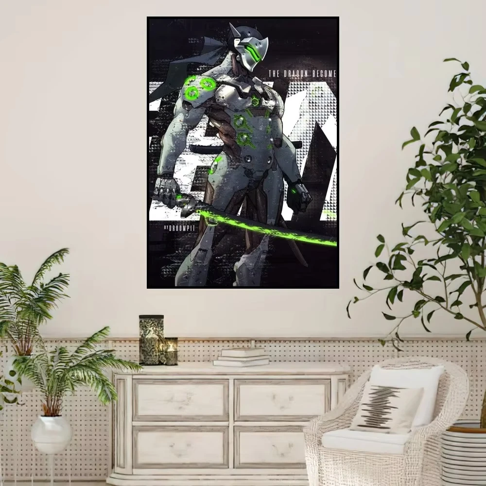 Game O-Overwatch DVA Genji Cool Poster Prints Wall Sticker Painting Bedroom Living Room Decoration Office Home Self Adhesive