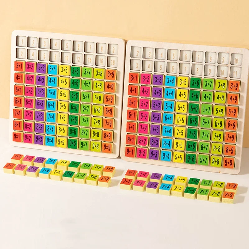 Giochi di aggiunta numerica da tavolo per moltiplicazione in legno con cubi numerati colorati, regalo per attività di festa per bambini