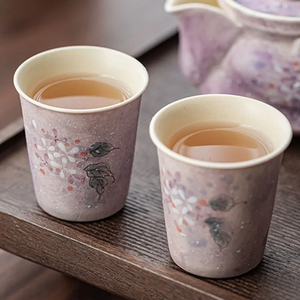 

Pottery Cup Vintage Handle-less Ceramic Mug For Women Men