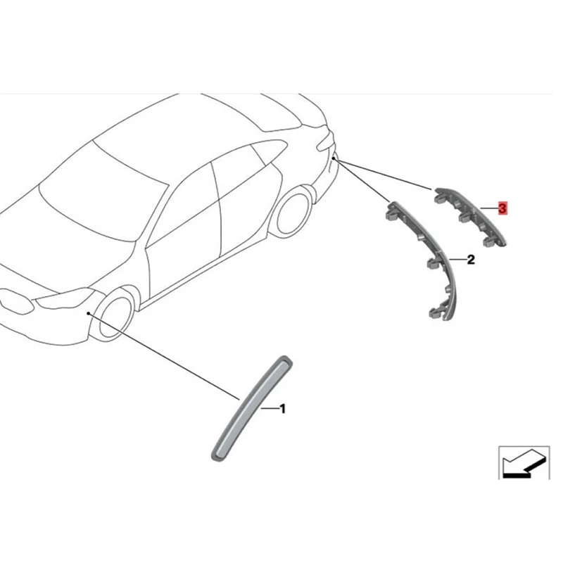 1Pair Rear Bumper Reflector Light Trim 63148075977 63148075978 For BMW 2 Series F44 216D 218I 220D 220DX 220I 2019-2024 Parts