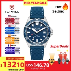 Tophill 39.5mm Automatic NH34 GMT Watch Swim 3H Date Window Mechanical C3 Green Lume 100M Waterproof Sapphire Crystal TD011G