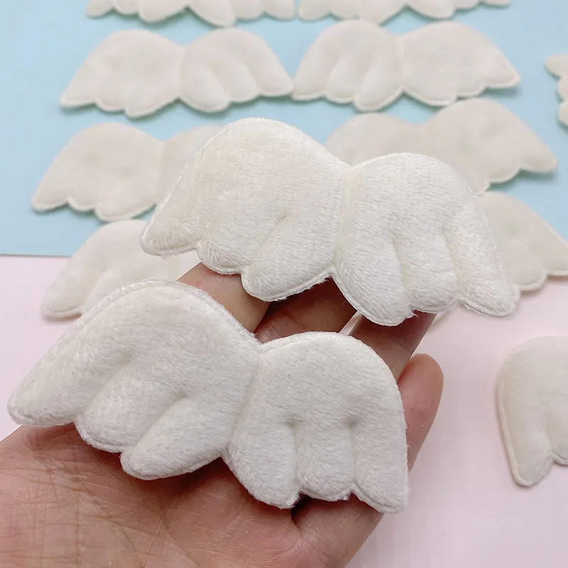 50Pcs 8.5*4CM Two Side Felt Angel Wing Padded Appliques For Children Hat Sewing DIY Headband Hair Clip Accessories Patches