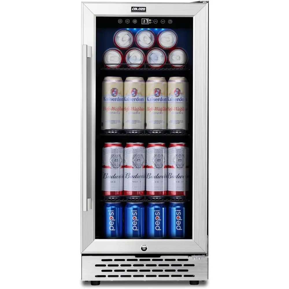 

Refrigerator with Glass Door 180 Cans Mini Beverage Cooler Under Counter Frestanding Built in Center Garage Fridge