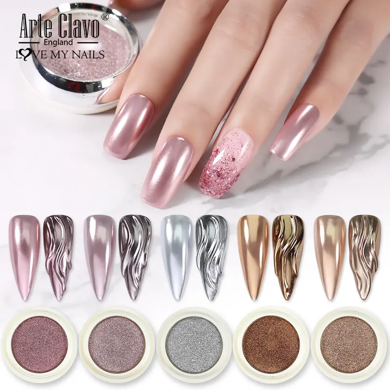 Arte Clavo Nail Magic Mirror Power Glitters Shimmer Effekt Chrom Pigment für UV Gel Polnisch DIY Dekorationen Nail Art Maniküre