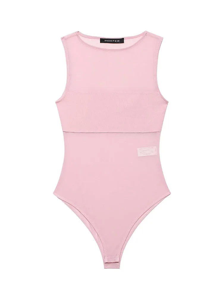 

Летний модный женский комбинезон HH с круглым вырезом, без рукавов, однотонный, короткий, 2026, элегантный, сексуальный, полупрозрачный, облегающий комбинезон для женщин