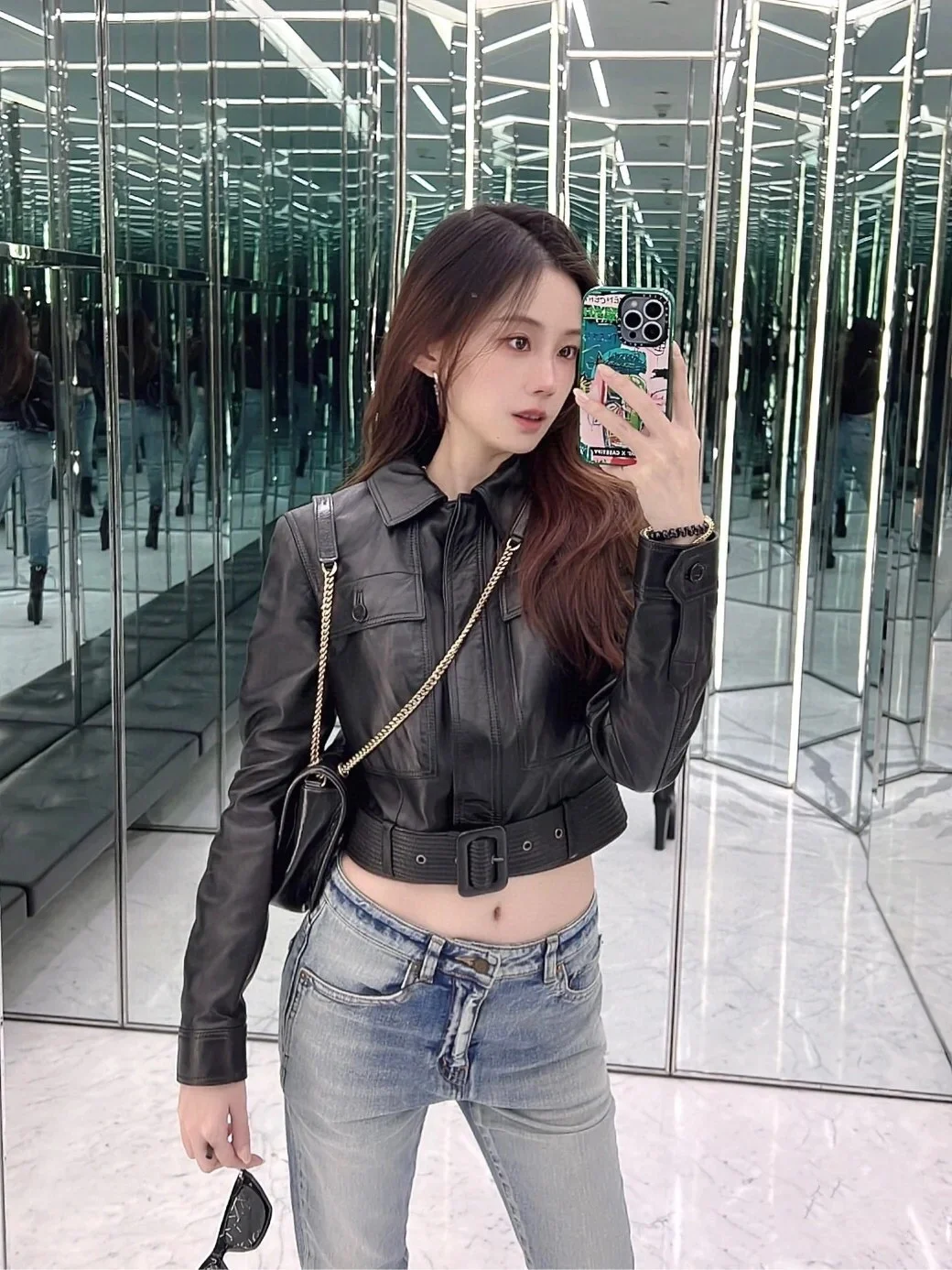 Half High Season Street Retro Biker Ladies Leather Jacket Classic Versatile Winter Women\'s Free Shipping y2k2023XL