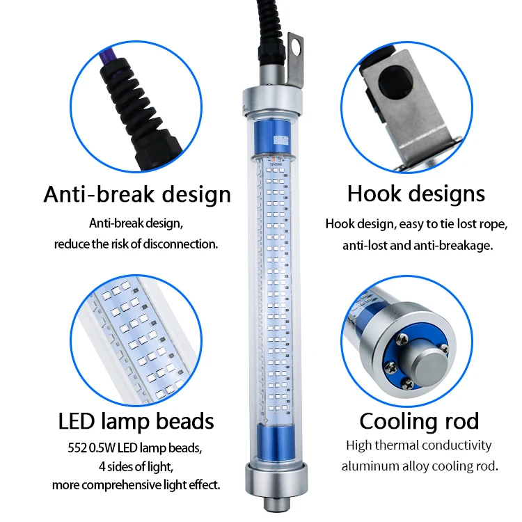 

DC 12V 100w led deep-water fish collecting light 4-sided light trapping fish lamp night fishing lamp ice fish