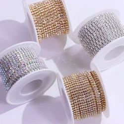 1/5 yarde oro artiglio cristallo strass catena tazza di vetro 2 file catene abito da sposa decorazione Trim applicare