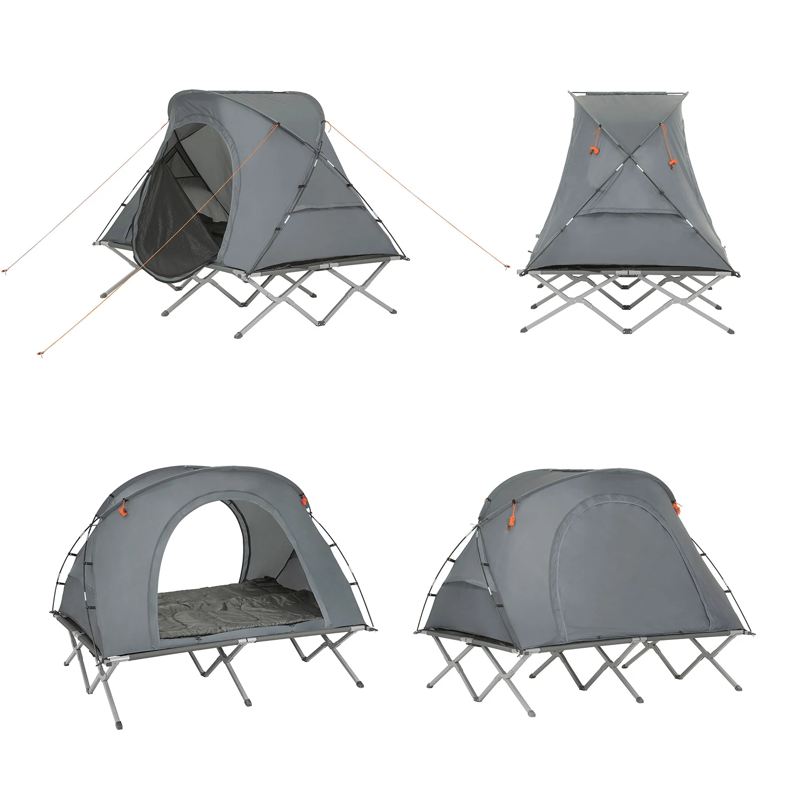 SoBuy OGS60-L-HG Survival-Zelt Feldbett mit Zelt Feldbett 4 in1 Camping Set mit Schlafsack und Zubehör Zelt 2 Person – Detail 9