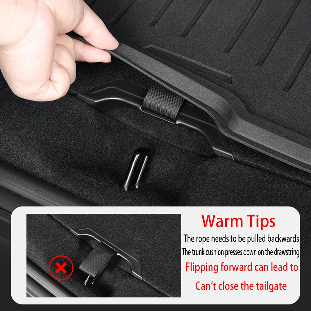 For Tesla New Model Y Juniper 2025 2Pcs Trunk Lid Handle Rope Nylon + ABS Rear Trunk Lid Front Rear Auxiliary Handle Accessories