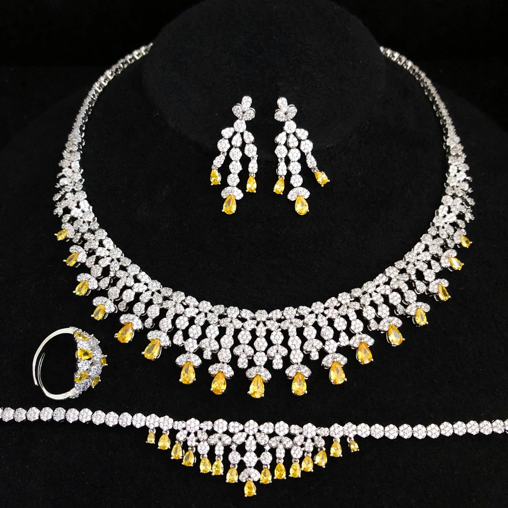 GODKI New Trendy 3 Layers UAE Jewelry Sets For Women Wedding Party Zircon CZ African Dubai Bridal Jewelry Set Dance Party